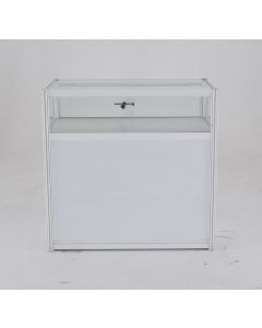Octanorm Display Case, Glass Top, Lockable Cupboard 