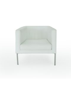 White Fabric / leatherette, Single Seater, Square, Aluminum Metal Leg