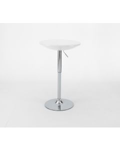 White Plastic Top, Adjustable Height, Aluminum Leg & Round Base 